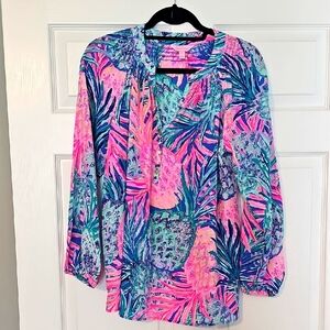 Vibrant Women's Top in Pink and Blue Lilly Pulitzer